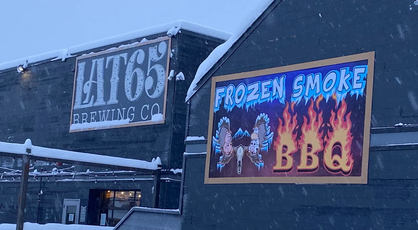 Frozen Smoke BBQ exterior at Lat 65 Brewing in Fairbanks